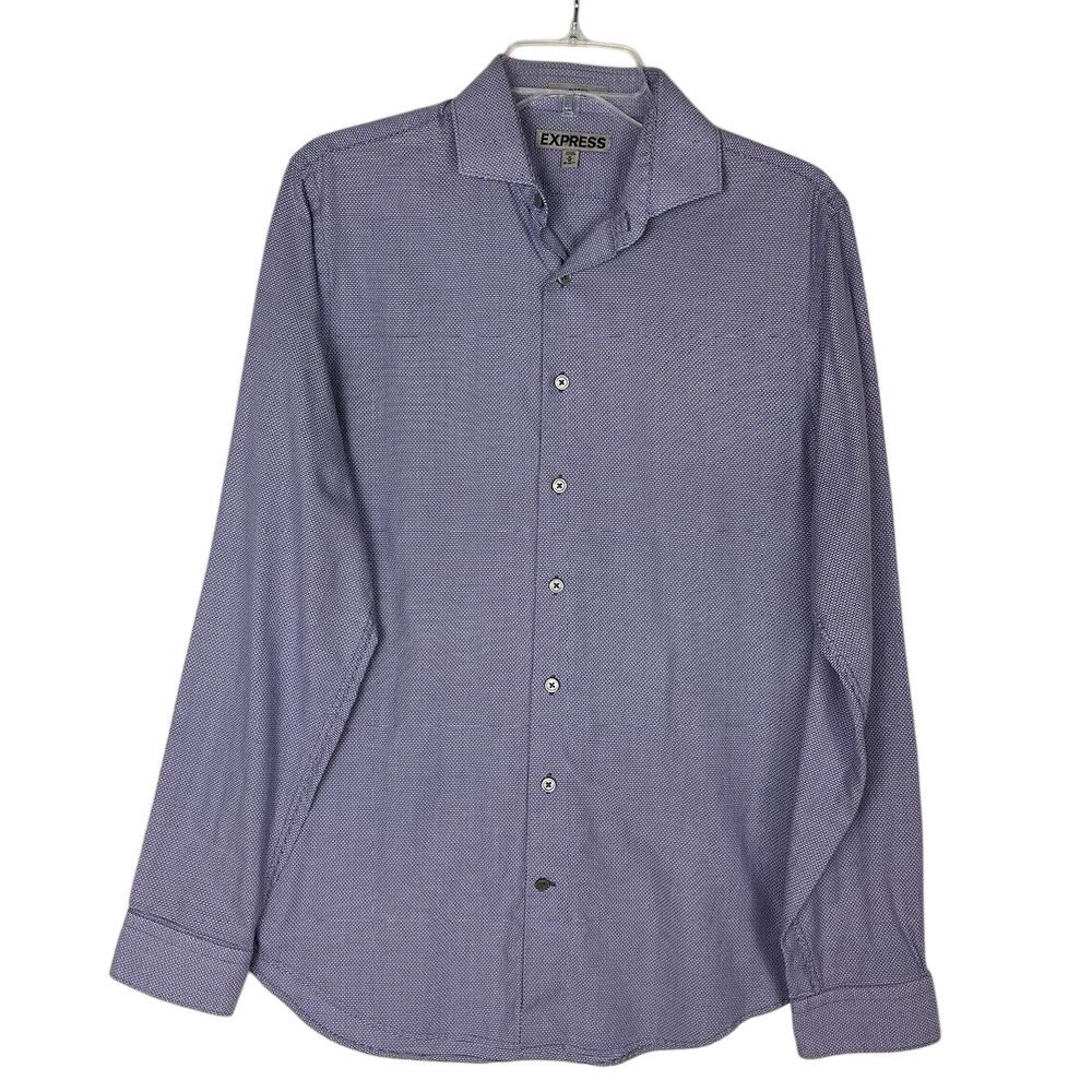 Express Dress Shirt Mens M 15-15 1/2 Purple Long Sleeve Button Up‎ Shirt